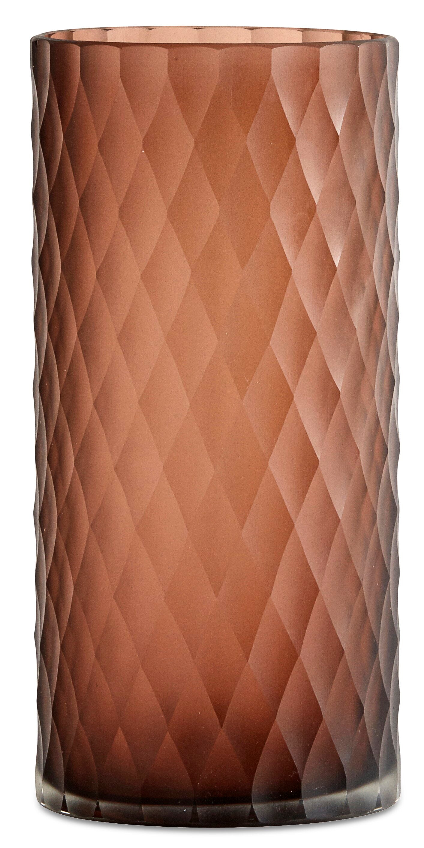 Jarrón Diamond, marrón. A25xØ12cm.