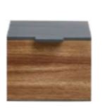 Caja de almacenaje Mano, madera de acacia/verde océan