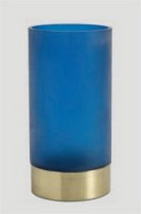 Jarrón Twist, azul/latón. A23½xØ12cm