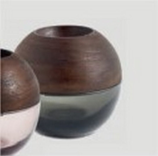 Tarro con tapa Toffee, gris/nogal. A9½xØ10cm.
