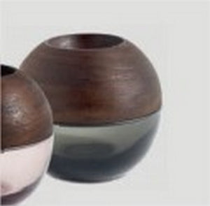 Tarro con tapa Toffee, gris/nogal. A9½xØ10cm.