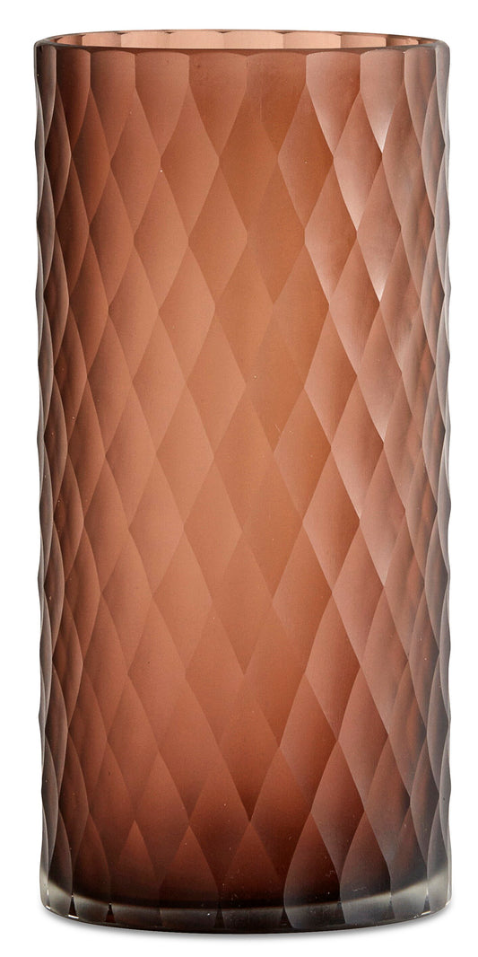 Jarrón Diamond, marrón. A25xØ12cm.