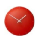Reloj de pared, """Arco rojo"", cristal rojo". Ø28