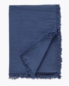 Manta Waffle, azul índigo. L130xL180cm.