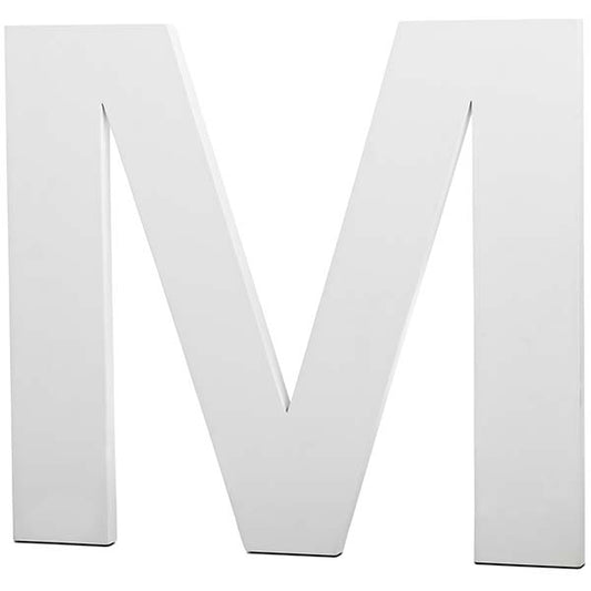 [M] Escultura para pared con forma de letra, """M"", blanco"