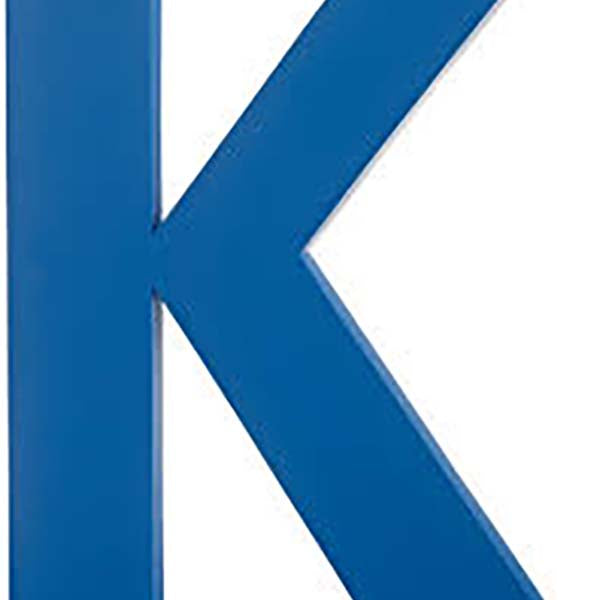 [K] Escultura para pared con forma de letra, """K"", azul"