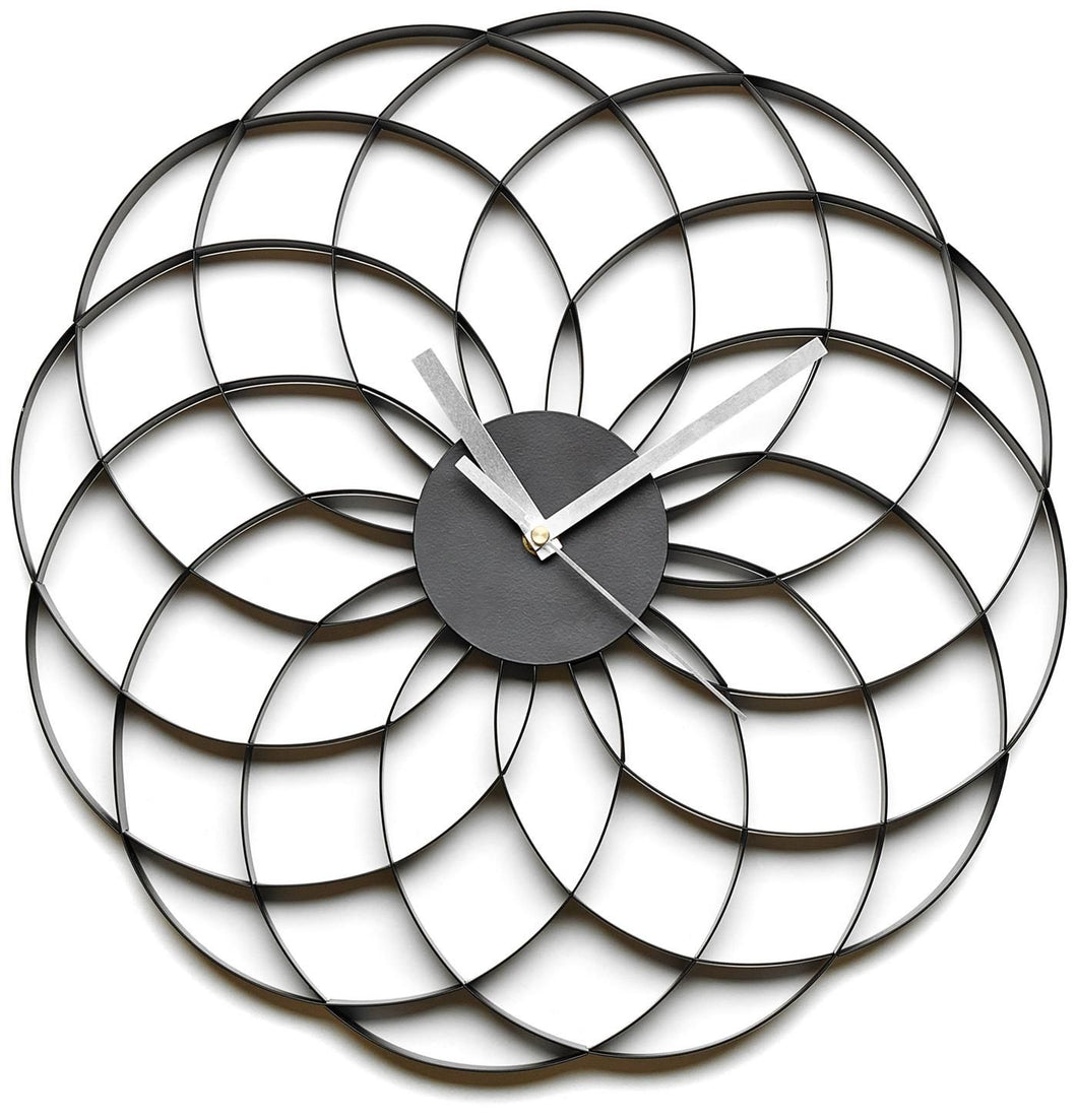 Reloj de pared Flor, negro. Ø40cm.