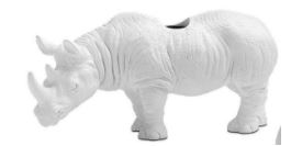 -x08 Candleholder rhino, white, H9½cm