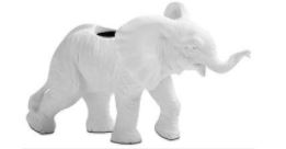 Candleholder elephant, white, H12cm