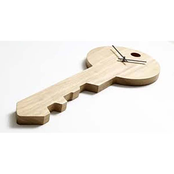Reloj de pared Key, madera de caucho/negro