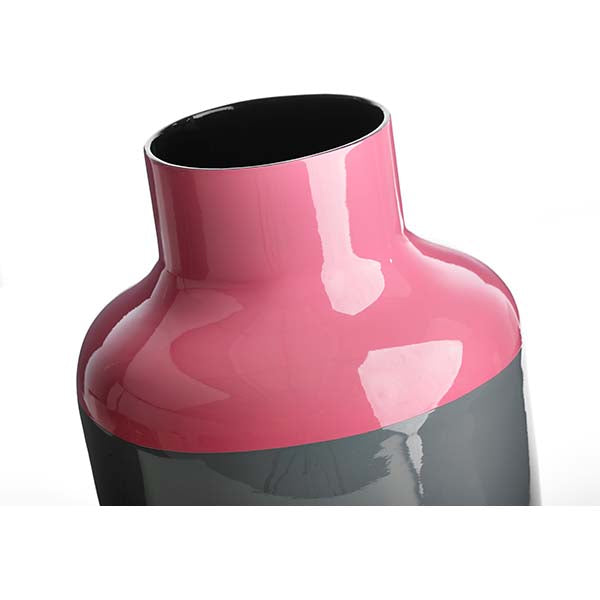 Jarrón Tito, bambú rosa y gris