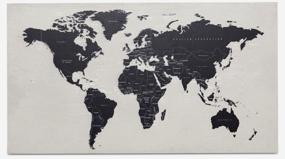 World map arte en concreto, gris. A100xL180cm.