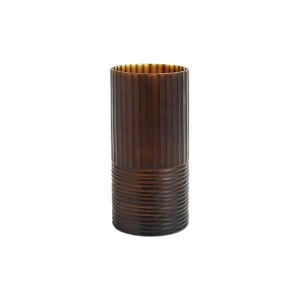 Jarrón Cylinder, marrón A28xØ14cm.