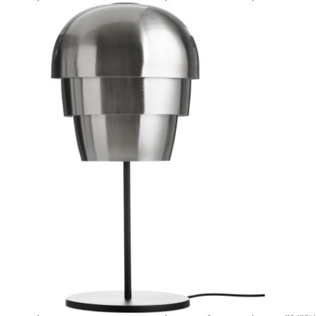 Lámpara de mesa Pine Cone, metal negro con pantalla en acabado satinado. A62½xØ30cm.