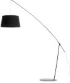 Lámpara de pie Crane, metal negro con pantalla de tela negra