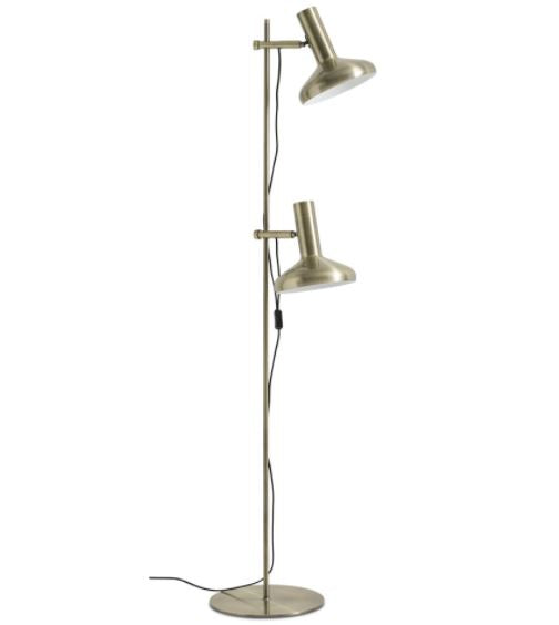 Lámpara de piso Duo, latón anticuado. A150xØ21cm.