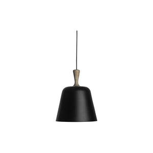 [Handle me] Lámpara de techo Handle Me, pantalla de metal negro con asa de roble