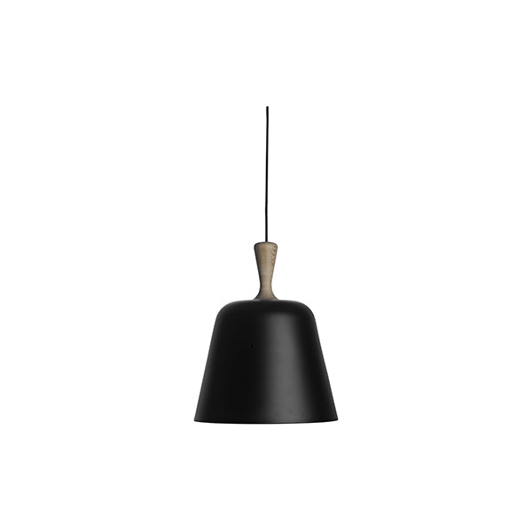 [Handle me] Lámpara de techo Handle Me, pantalla de metal negro con asa de roble