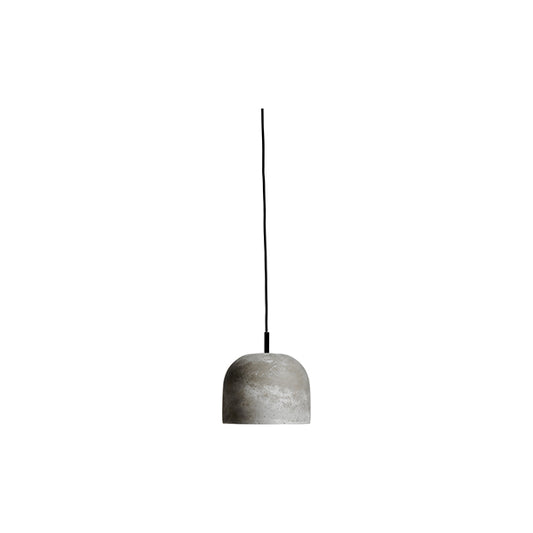 Lámpara de techo Geometry, cemento con pieza superior de metal negro y cable de tela. A15½xØ20cm.