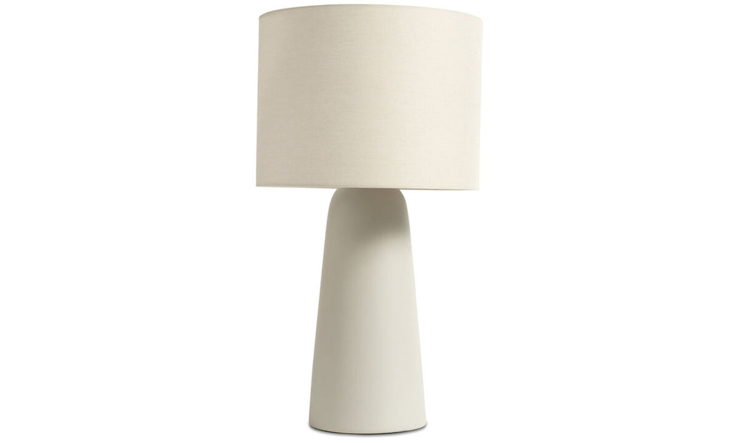 Lámpara de mesa Dawn, gris cálido. A65xL36xF36cm.