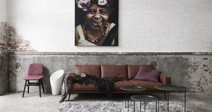 Impresión sobre lienzo Mujer cubana, varios colores. A160xL120cm.